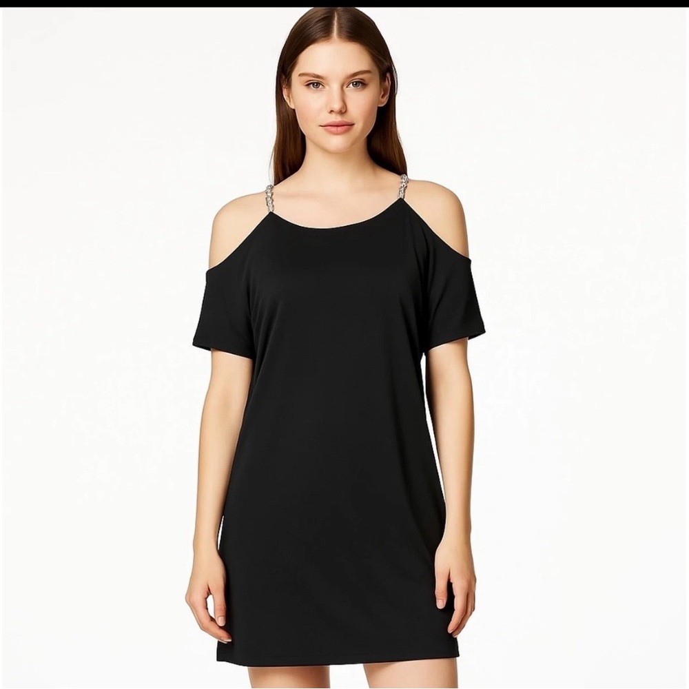 Michael Kors Cold Shoulder Chain Strap Mini Dress Size S
